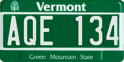 VT license plate AQE134
