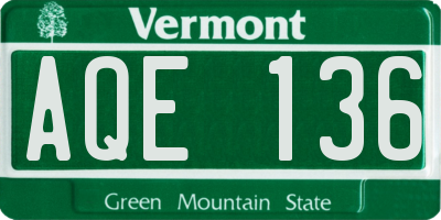 VT license plate AQE136