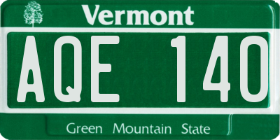 VT license plate AQE140