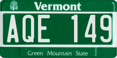 VT license plate AQE149