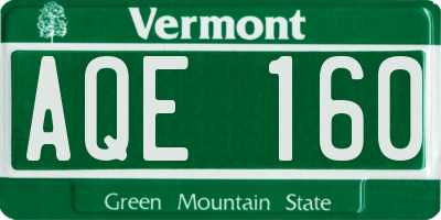 VT license plate AQE160