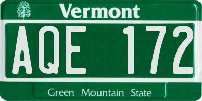 VT license plate AQE172
