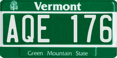 VT license plate AQE176