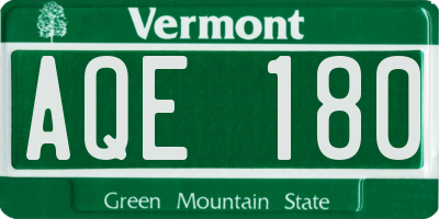 VT license plate AQE180