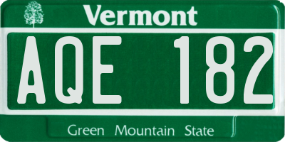 VT license plate AQE182