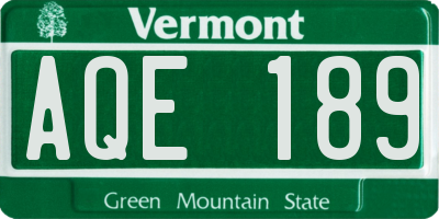VT license plate AQE189