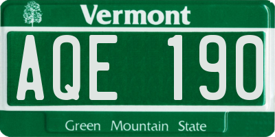 VT license plate AQE190