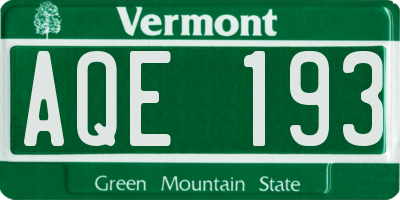 VT license plate AQE193