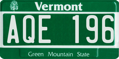 VT license plate AQE196