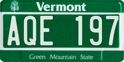 VT license plate AQE197