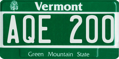 VT license plate AQE200