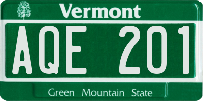 VT license plate AQE201