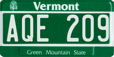 VT license plate AQE209