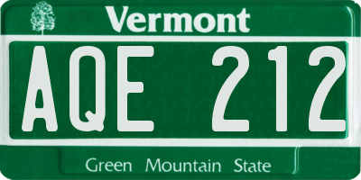 VT license plate AQE212
