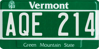 VT license plate AQE214