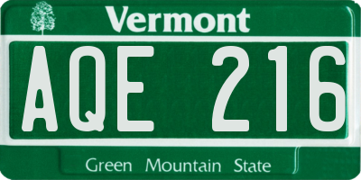 VT license plate AQE216