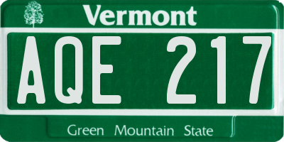 VT license plate AQE217