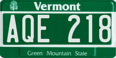 VT license plate AQE218