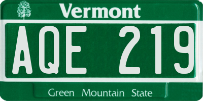 VT license plate AQE219