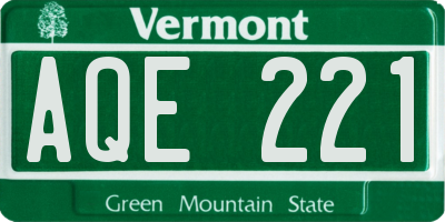 VT license plate AQE221