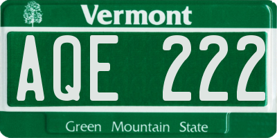 VT license plate AQE222