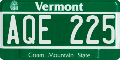VT license plate AQE225