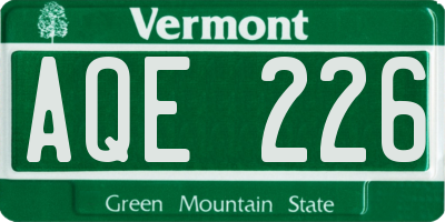 VT license plate AQE226