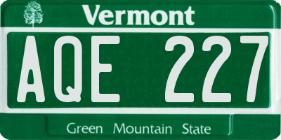 VT license plate AQE227