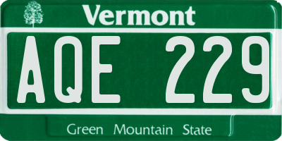 VT license plate AQE229