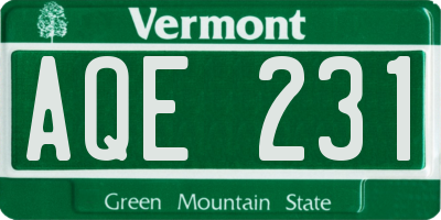 VT license plate AQE231