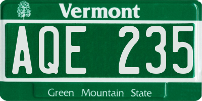 VT license plate AQE235