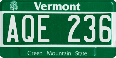 VT license plate AQE236