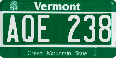 VT license plate AQE238