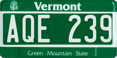 VT license plate AQE239