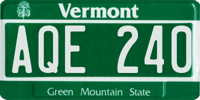 VT license plate AQE240