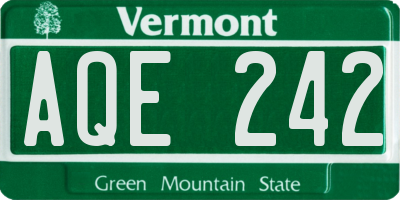 VT license plate AQE242