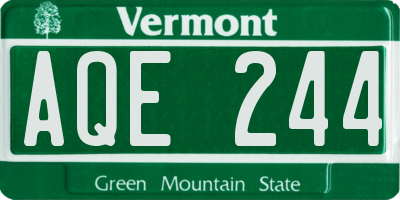 VT license plate AQE244