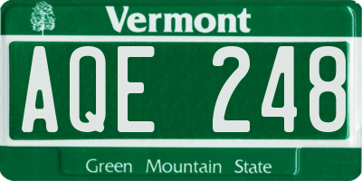 VT license plate AQE248