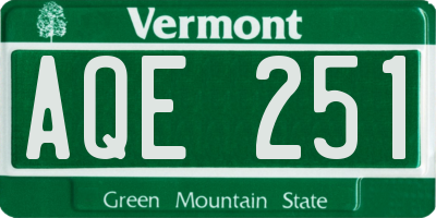 VT license plate AQE251