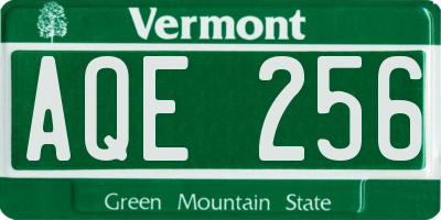 VT license plate AQE256