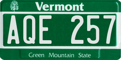 VT license plate AQE257