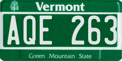 VT license plate AQE263