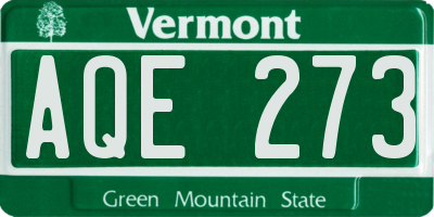 VT license plate AQE273