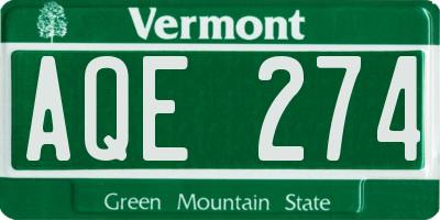 VT license plate AQE274