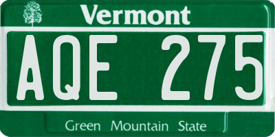 VT license plate AQE275