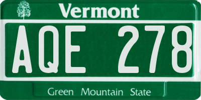 VT license plate AQE278