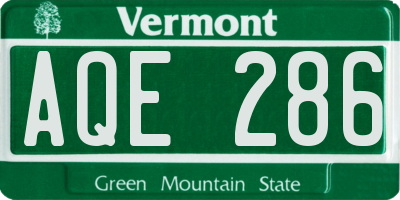 VT license plate AQE286