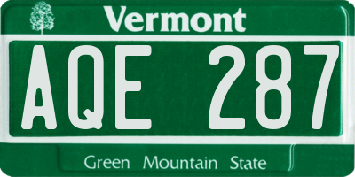 VT license plate AQE287