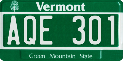 VT license plate AQE301