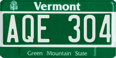 VT license plate AQE304
